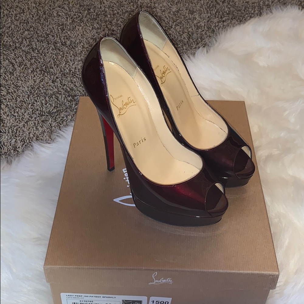 Burgundy/Merlot Patent Sparkly Christian Louboutin
